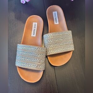 Steve Madden Rhinestone silver sandal slide